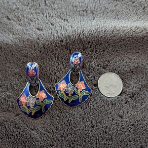 Floral Enamel Drop Earrings